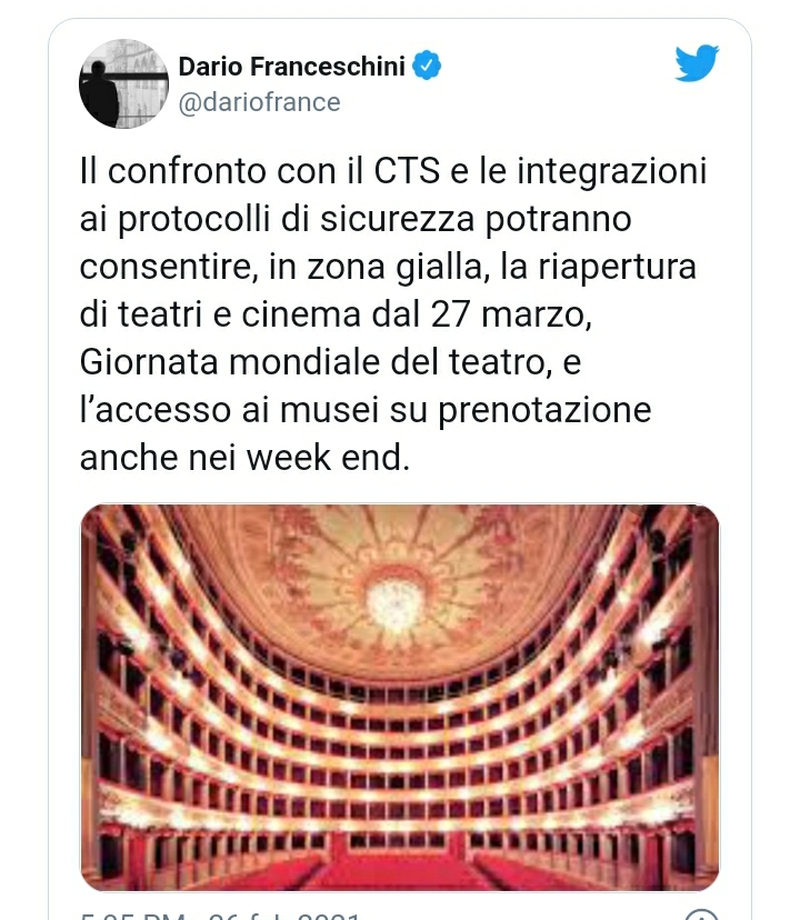 Riapertura Cinema 27 marzo
