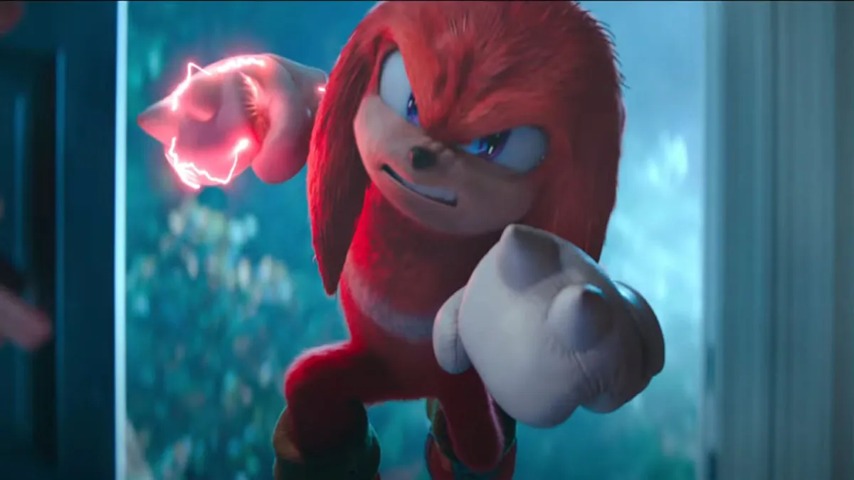 Immagine del personaggio di Knuckles nel secondo capitolo di Sonic del 2022.