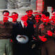 A FIdai Film, foto di gruppo in bianco e nero con cancellature rosse