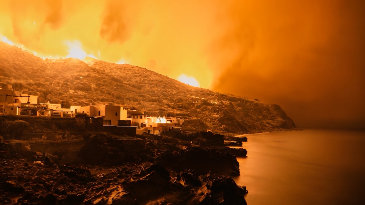 Tra immagini d'archivio, intelligenza artificiale e videogame, 'Aeolus' racconta amaramente il terribile incendio che ha devastato Stromboli