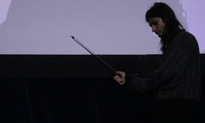 Alla primissima edizione di Ultracinema Art Festival a Ferrara il violinista Alessandro Trabace improvvisa su 'La Fine' di Daniele Cabri